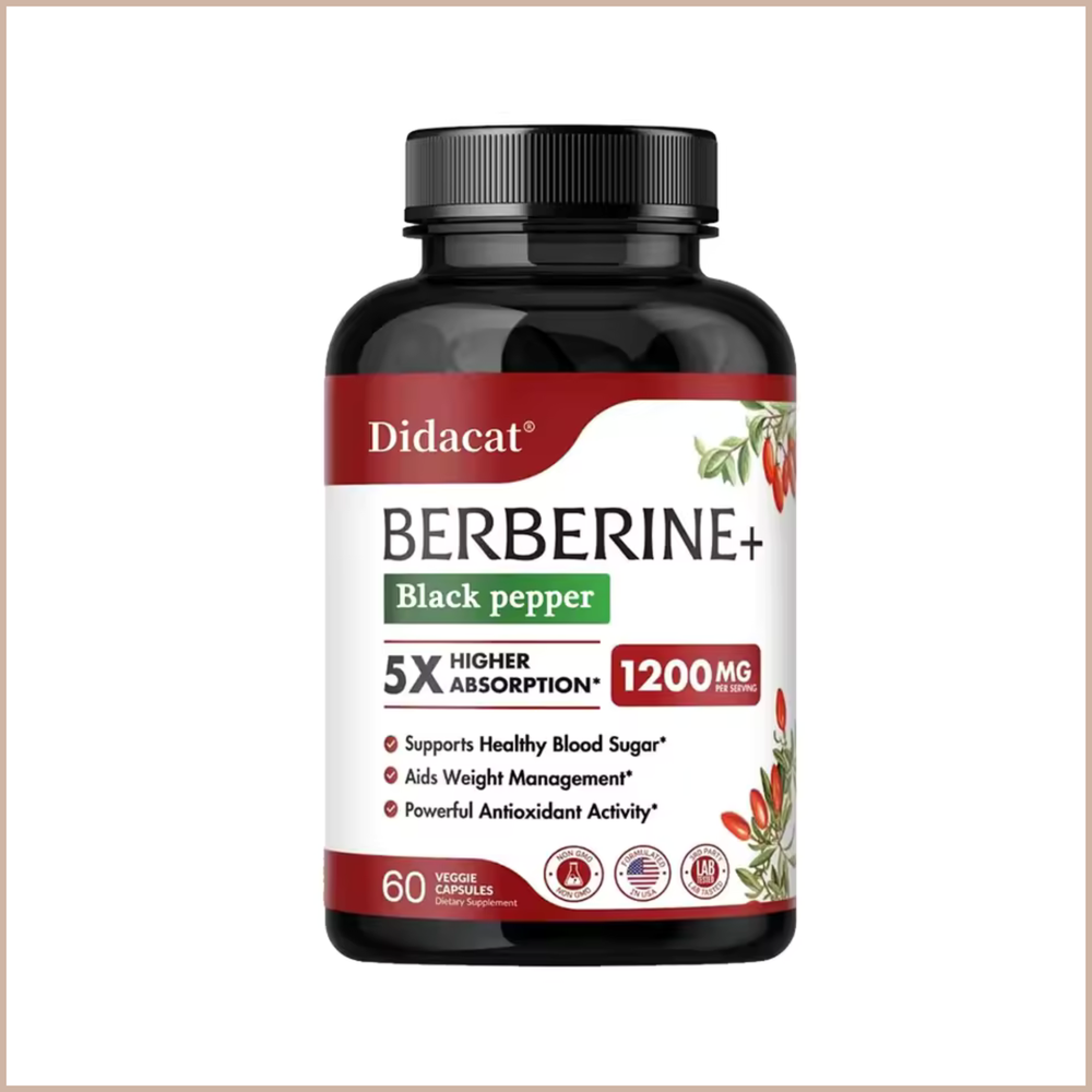 Berberine HCl Supplement with BioPerine, Metabolic Wellness Support, Vegetarian Capsules